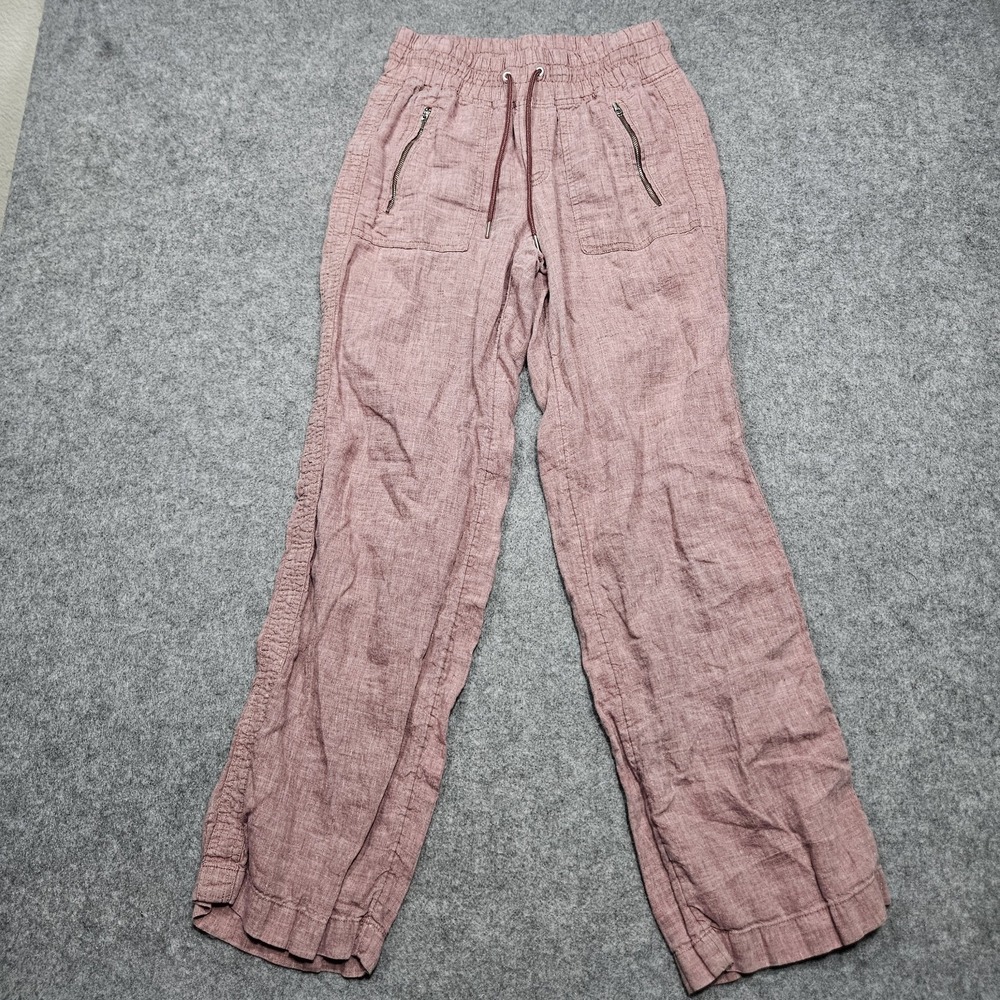 Athleta Cabo Linen Wide Leg Pants Tawny Orchid Rose High Rise Size 6